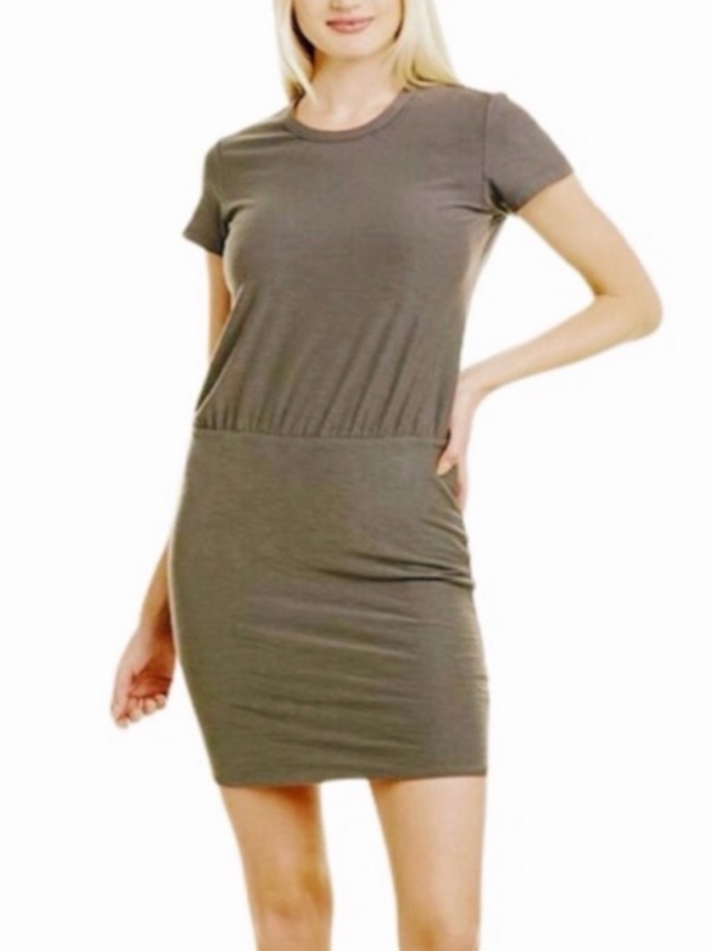 James Perse NWT Olive Green Blouson T-Shirt Dress Size 3 (L) | Cotton Minimalist